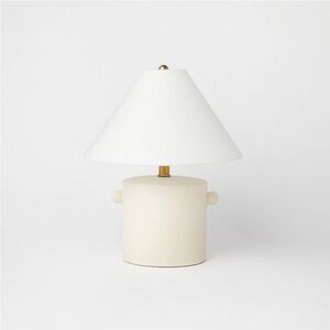 Studio McGee Ceramic Table Lamp with Knob Tan (Includes LED Light Bulb)